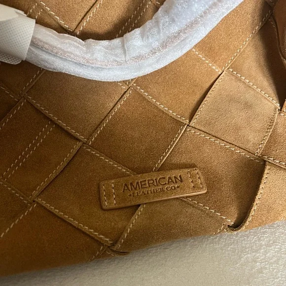 NWT American Leather Co Suede Woven Tote - Picture 3 of 8